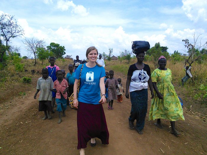 8. Heading to check out the village's new water source