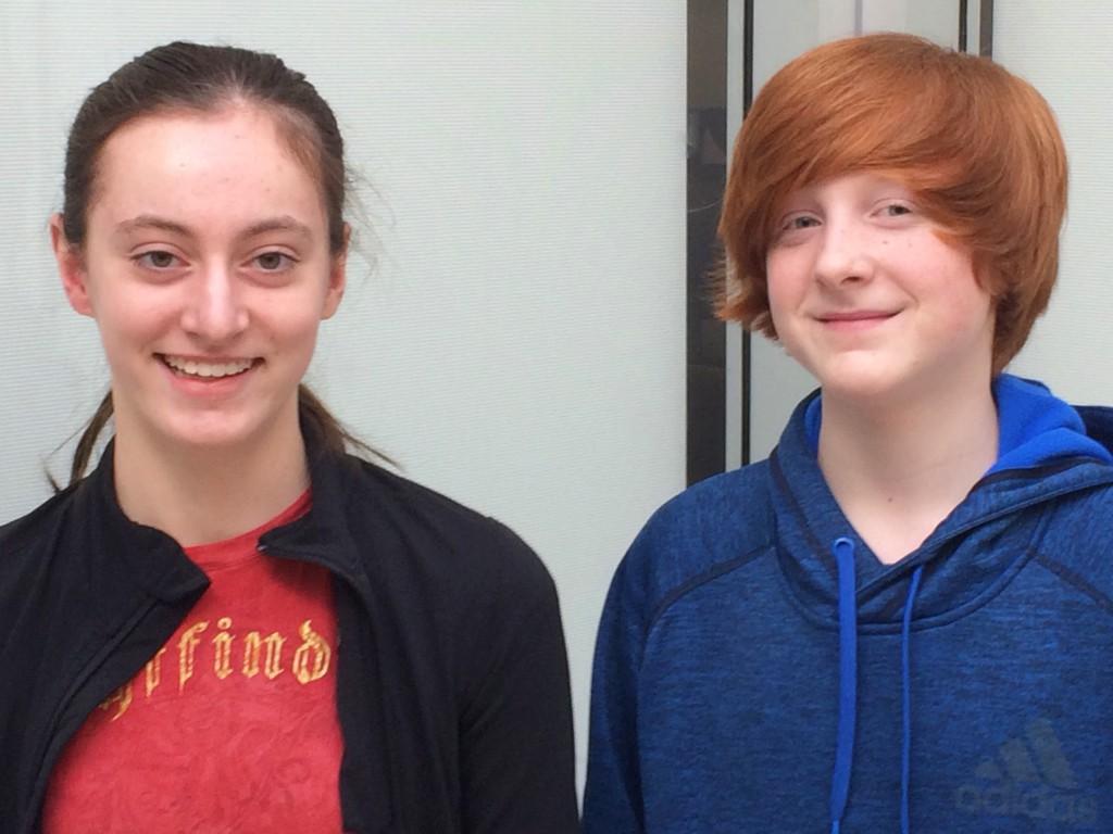  Eighth graders Sam Maston and Kailyn Vaillancourt prepare for the festival. |by Jason Caron